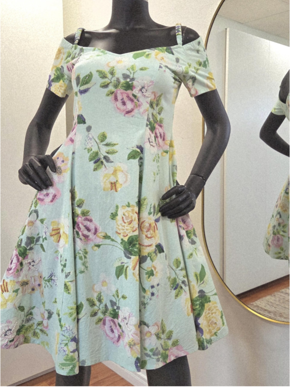 Vintage Crinolin Dress, Uttam Boutique, Beaded Mint Green Fairycore | US 6